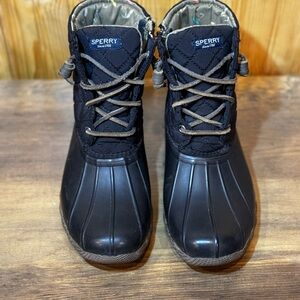 Sperry Black Quilted Lace-Up Boots